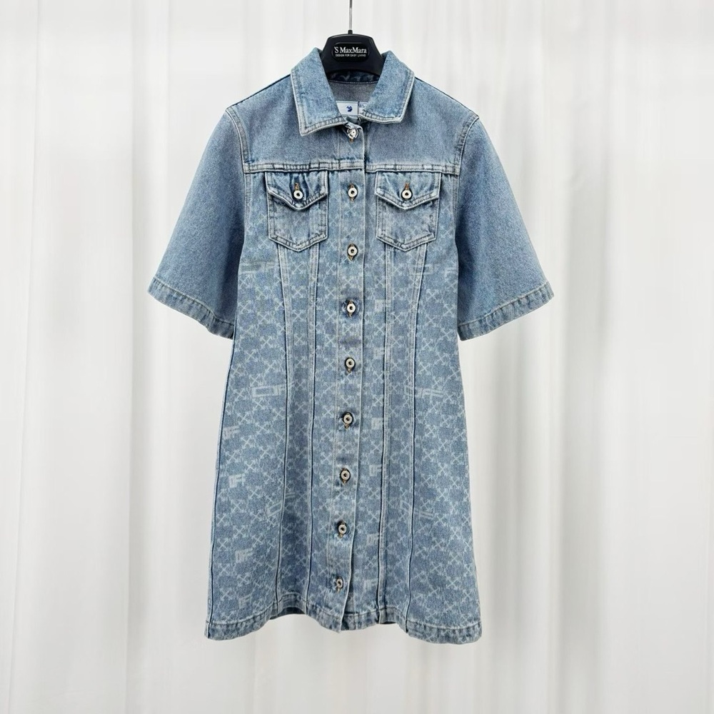 🚩steal Authentic Off-White Blue Denim Dress